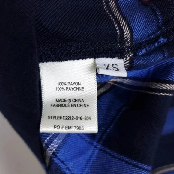 Cloth & Stone Plaid Rayon Lace Back Blouse - Picture 6 of 9